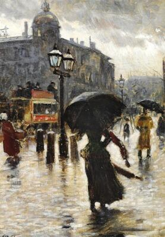 Rainy day at National Scala near Frihedsstøtten (the Column of Freedom) by Paul Fischer
