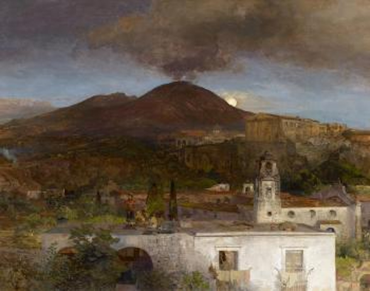 Moonlit Night Near Naples with a View of Vesuvius by Oswald Achenbach