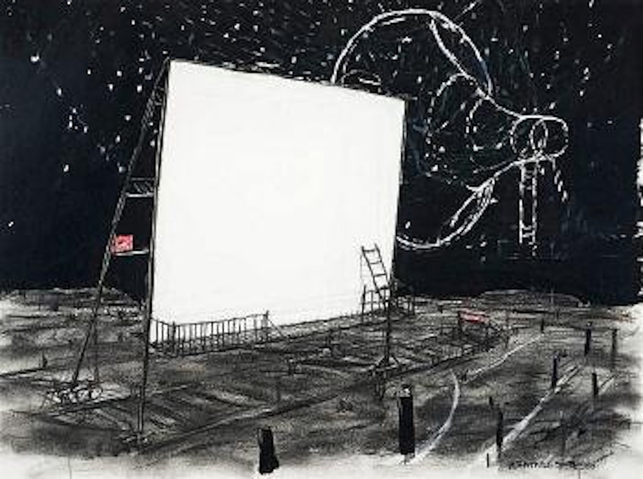 Untitled drawing for Mango Groove Music Video (Drive-in screen and megaphone) ,
1994 by William Kentridge