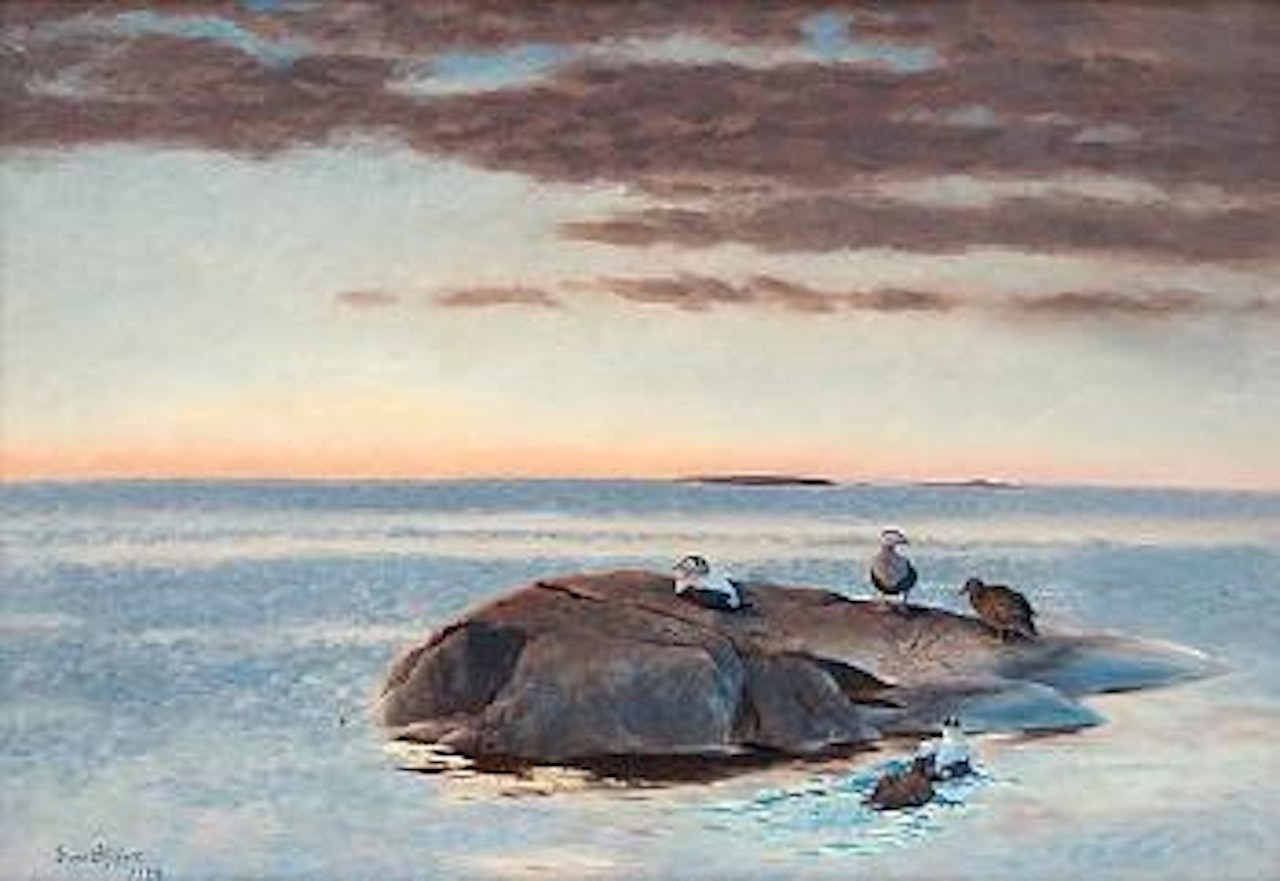 Common Eiders on a Rock ,
1929 by Bruno Liljefors
