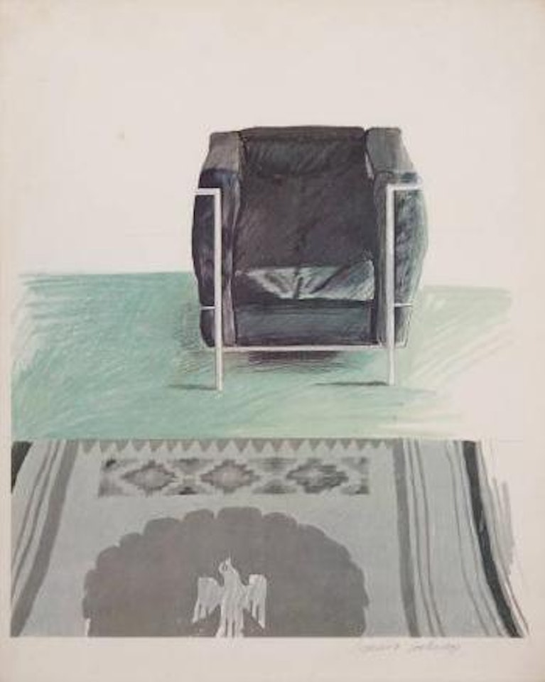 Corbusier Chair and Rug ,
1969 by David Hockney