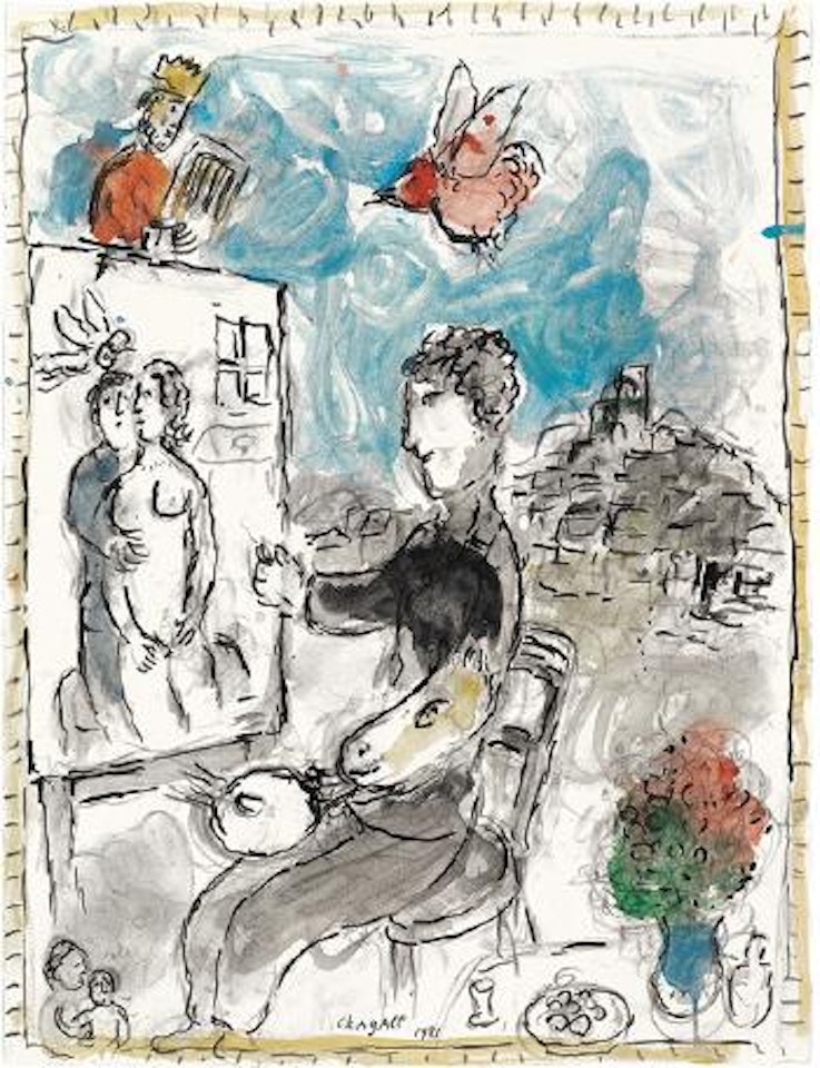 Le Peintre devant son chevalet à St-Paul ,
1981 by Marc Chagall