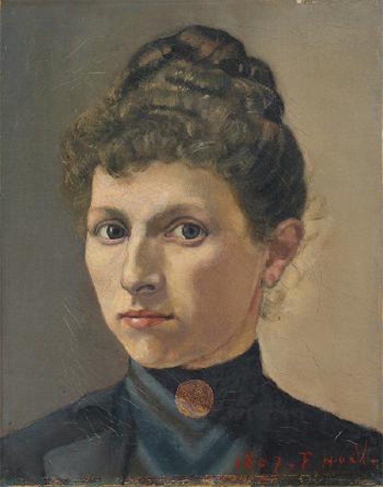 Bildnis einer Frau mit hochgesteckten Haaren - Bildnis einer Unbekannten ,
1887 by Ferdinand Hodler