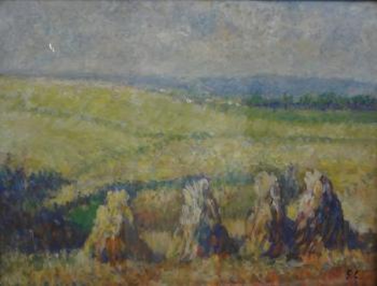 Les meules de foins ,
Circa
1915 by Gustave Cariot