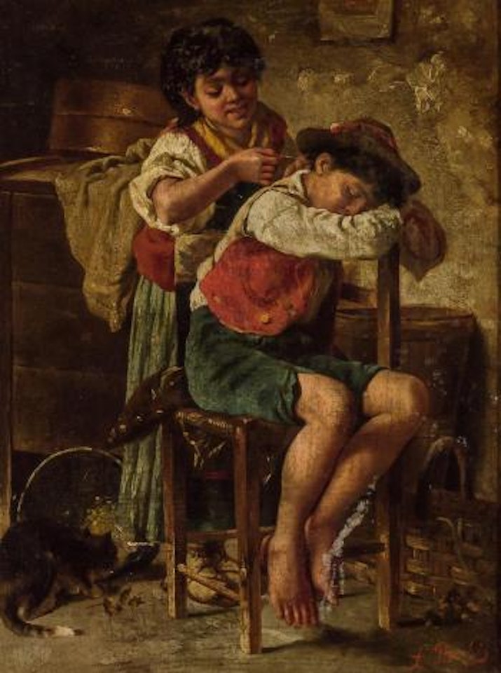 Waking up brother , by Luigi Bechi