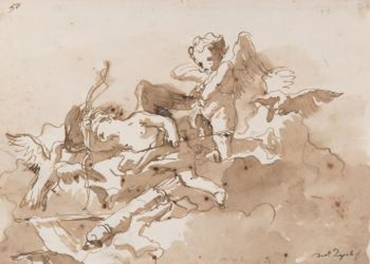 Zwei Putti mit Tauben in den Wolken , by Giovanni Domenico Tiepolo