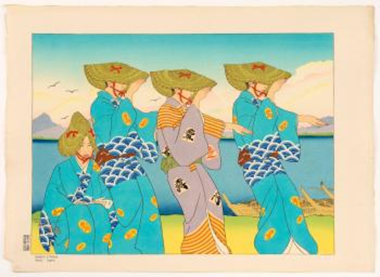 Danses d'Okesa. Sado, Japon. (Dancers of Okesa) , by Paul Jacoulet