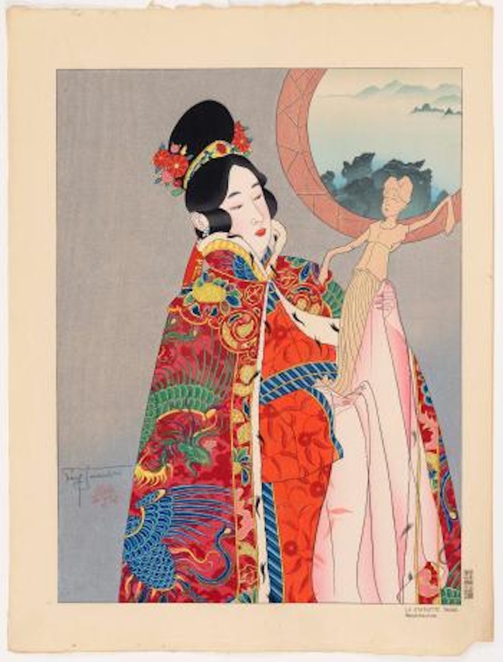 La statuette Thang, Mandchoukuo (The T'ang statuette, Manchuria) , by Paul Jacoulet