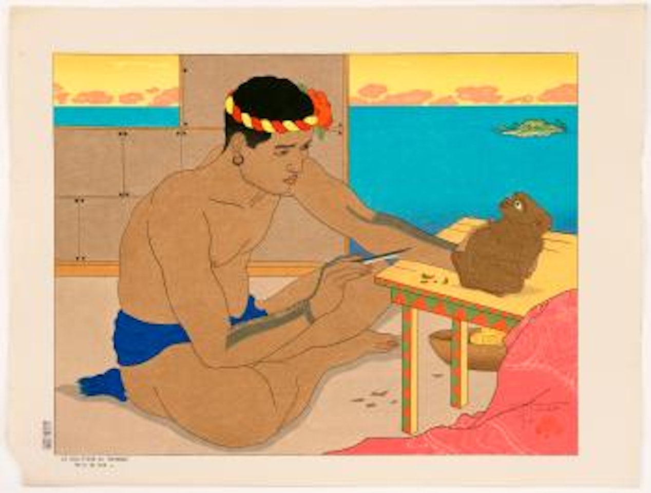 Le sculpteur de Tokobuei, Mers du Sud.. (The Tokobuei sculptor) , by Paul Jacoulet