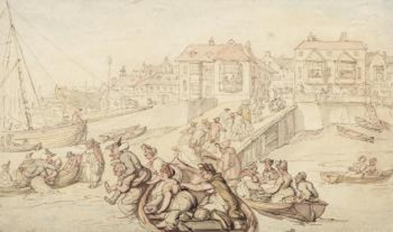 Dr. Syntax landing at Cowes, Isle of Wight , by Thomas Rowlandson