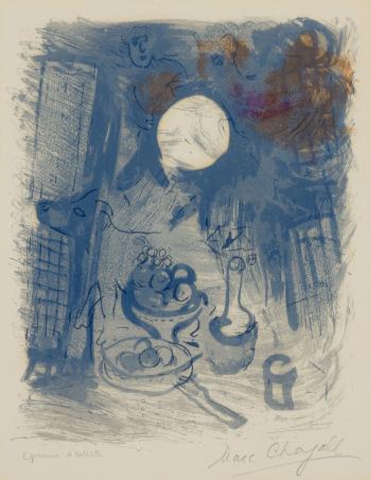 Nature morte bleue ,
1957 by Marc Chagall