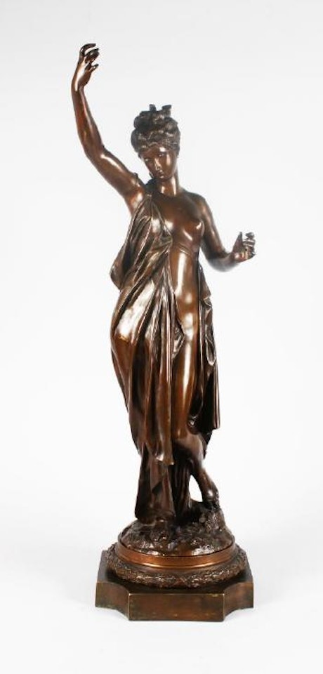Young classical lady, her right arm held aloft , by Albert-Ernest Carrier-Belleuse