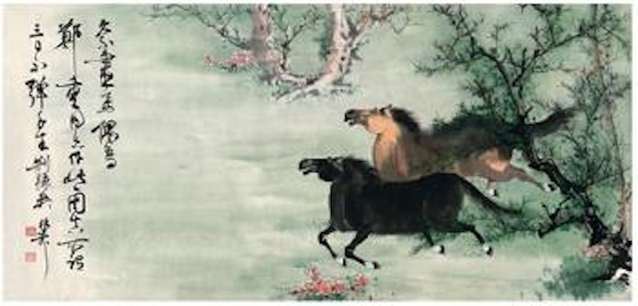 Two horses , by Xie Zhiliu