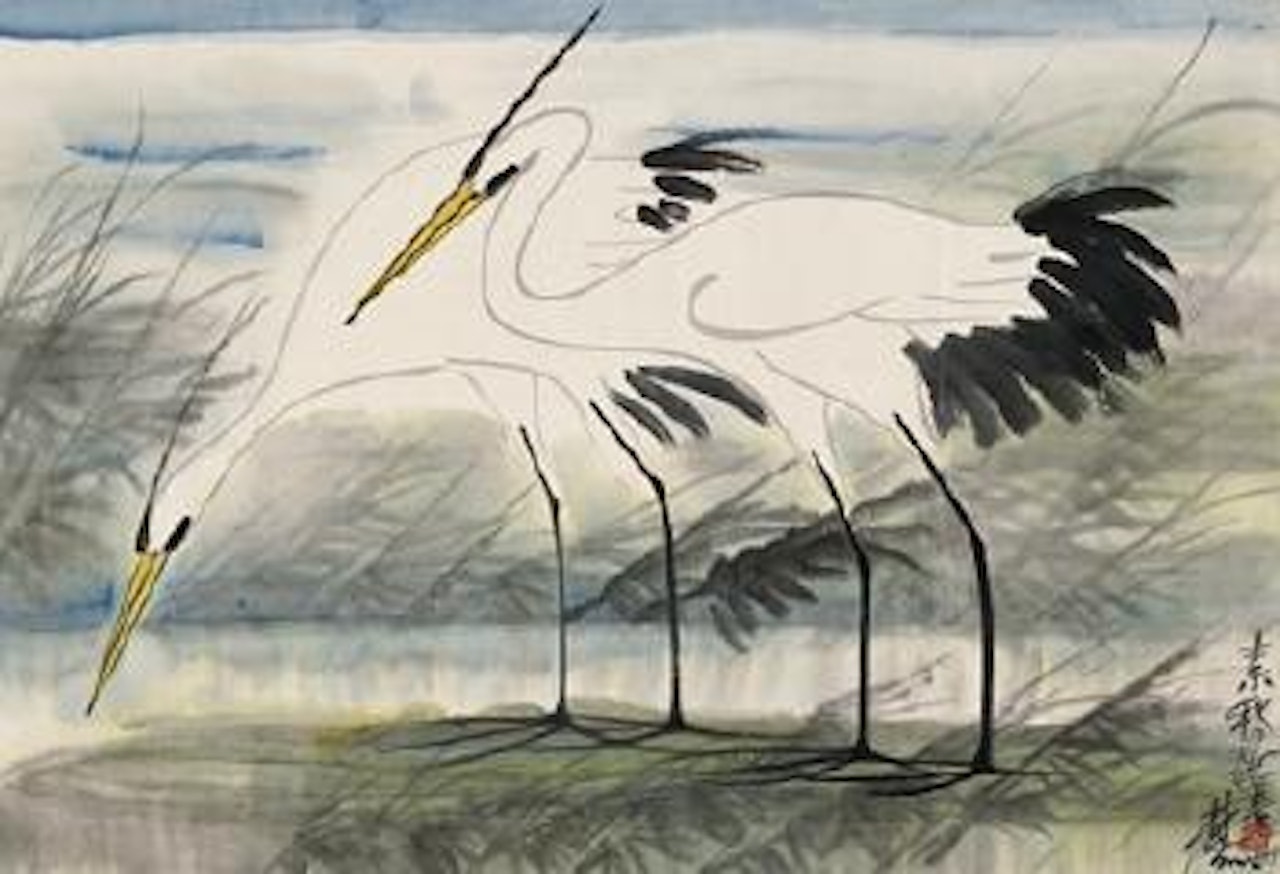 Two herons ,
1977 by Lin Fengmian