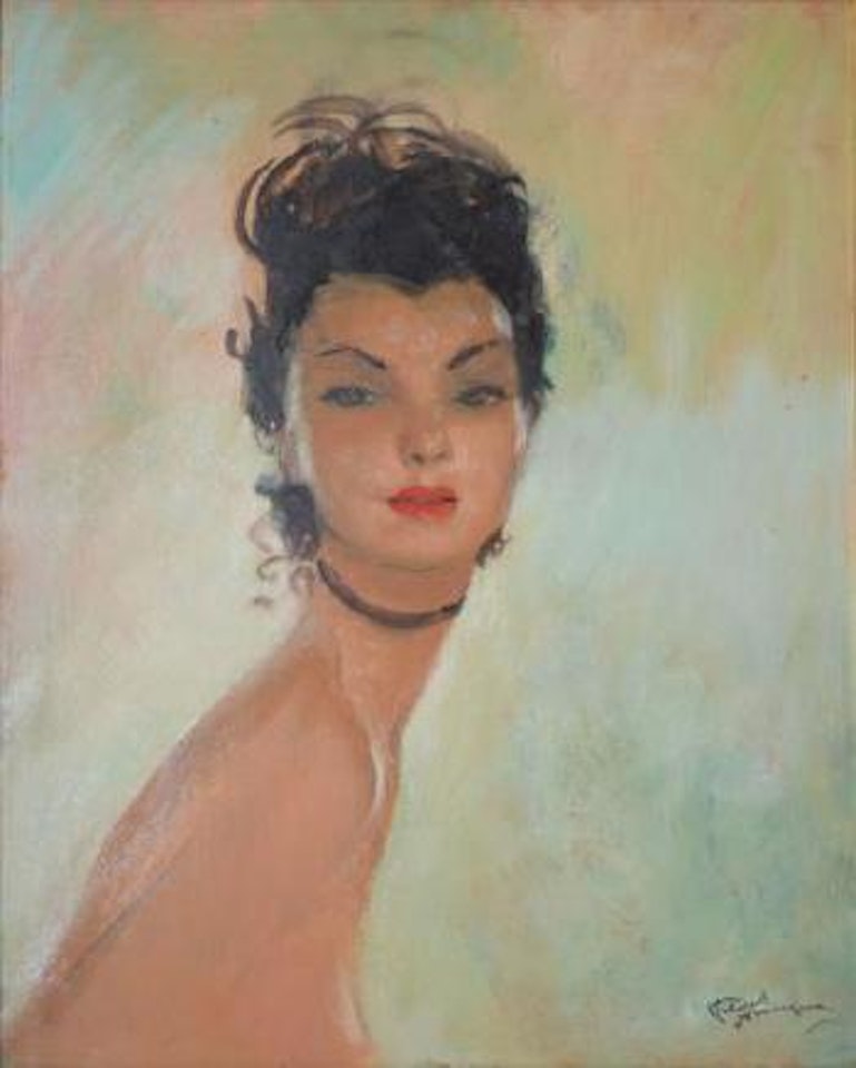 Brune au collier noir, Dola , by Jean Gabriel Domergue