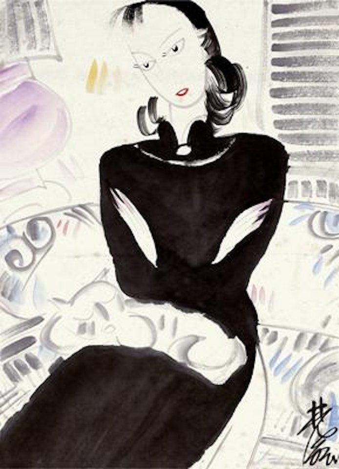 Patting cat , by Lin Fengmian