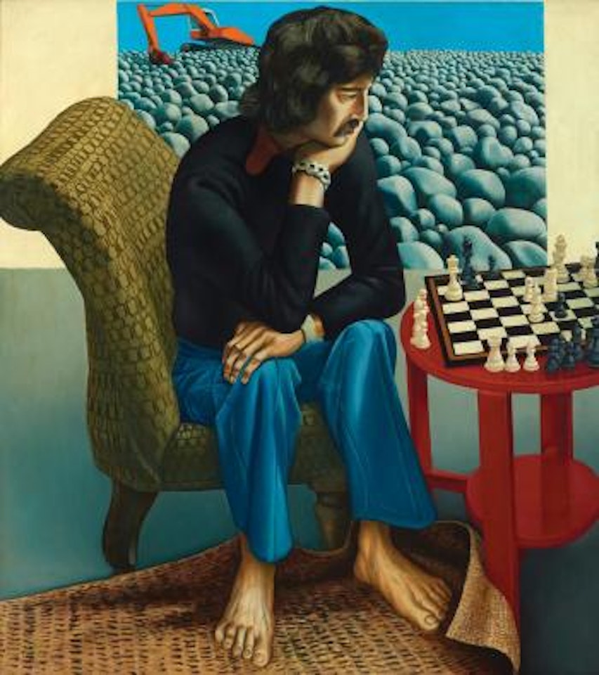 Kevin Croon playing chess ,
1977 by Michael Smither