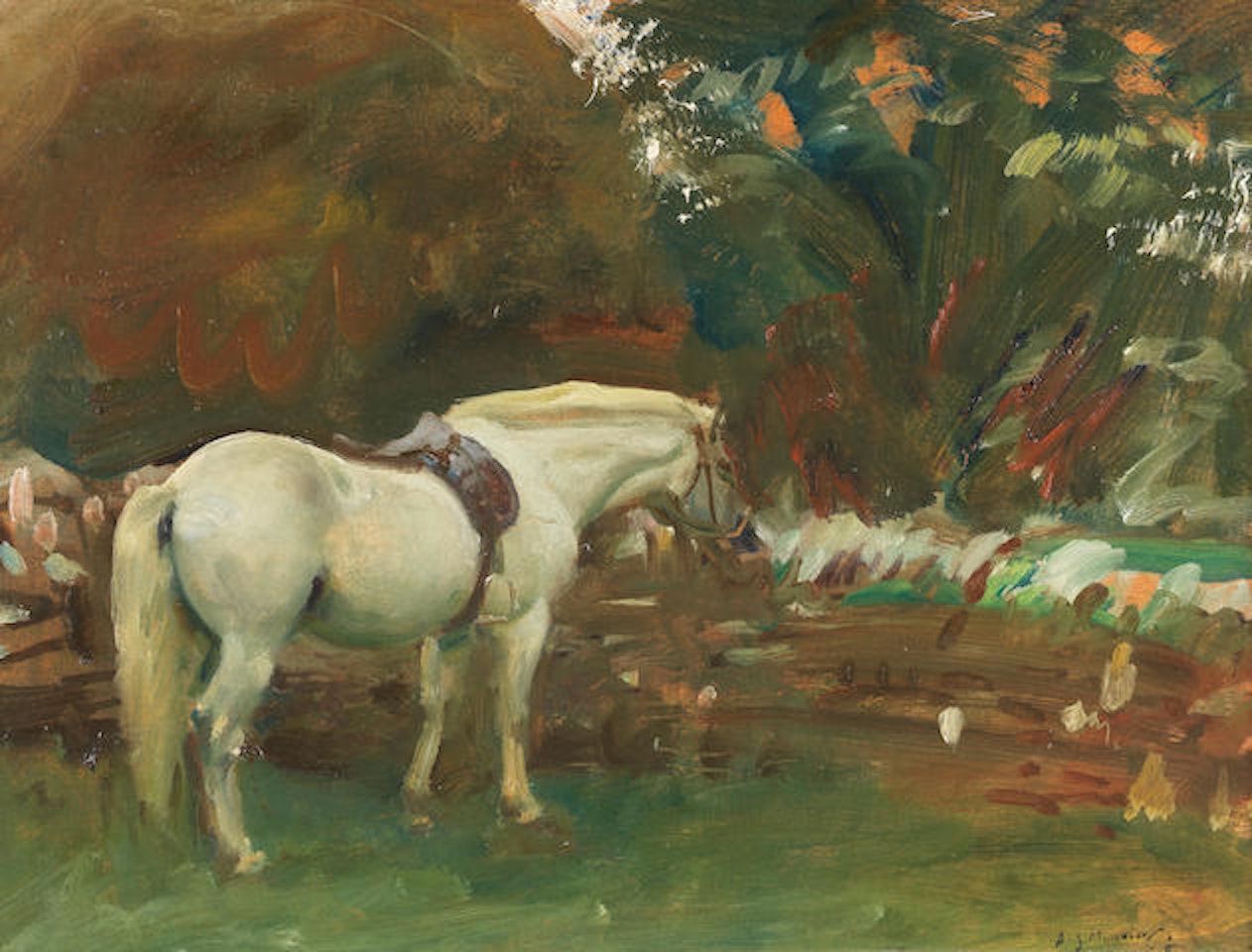 White pony by Alfred James Munnings
