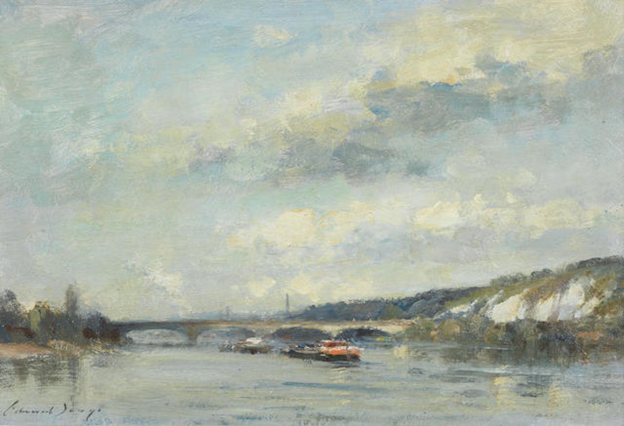 Barges on the Seine by Edward Seago