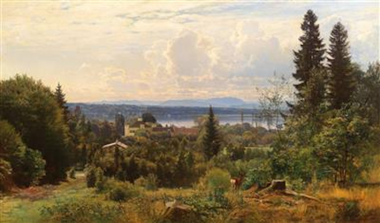 Summer’s Day on Lake Starnberg, Possenhofen Castle in the foreground by Anders Andersen-Lundby
