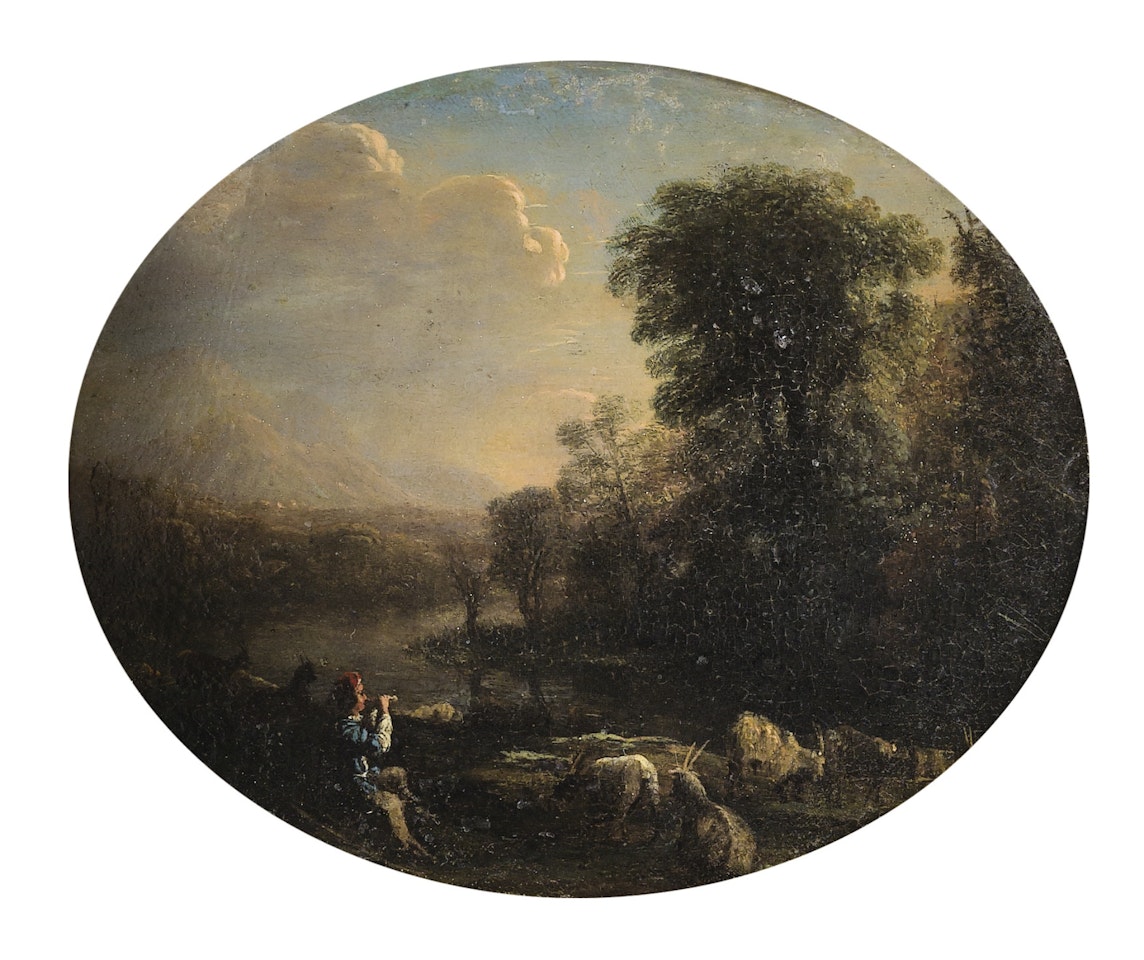 SHEPHERD IN AN ITALIAN LANDSCAPE NEAR A RIVER by Claude Lorrain