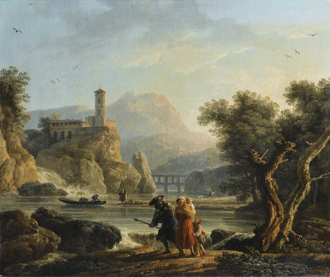 PILGRIMS IN AN ITALIAN LANDSCAPE by Claude Joseph Vernet