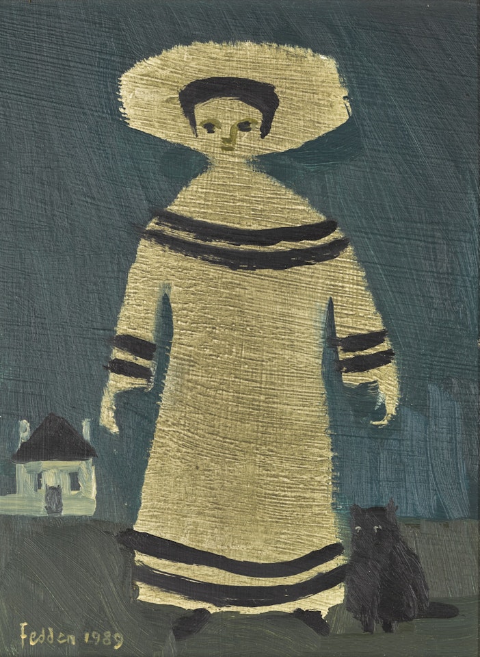 WOMAN WITH CAT by Mary Fedden