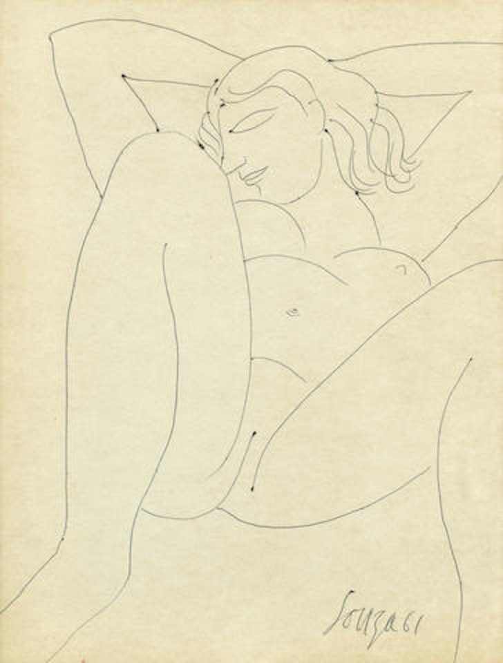 Reclining nude by Francis Newton Souza