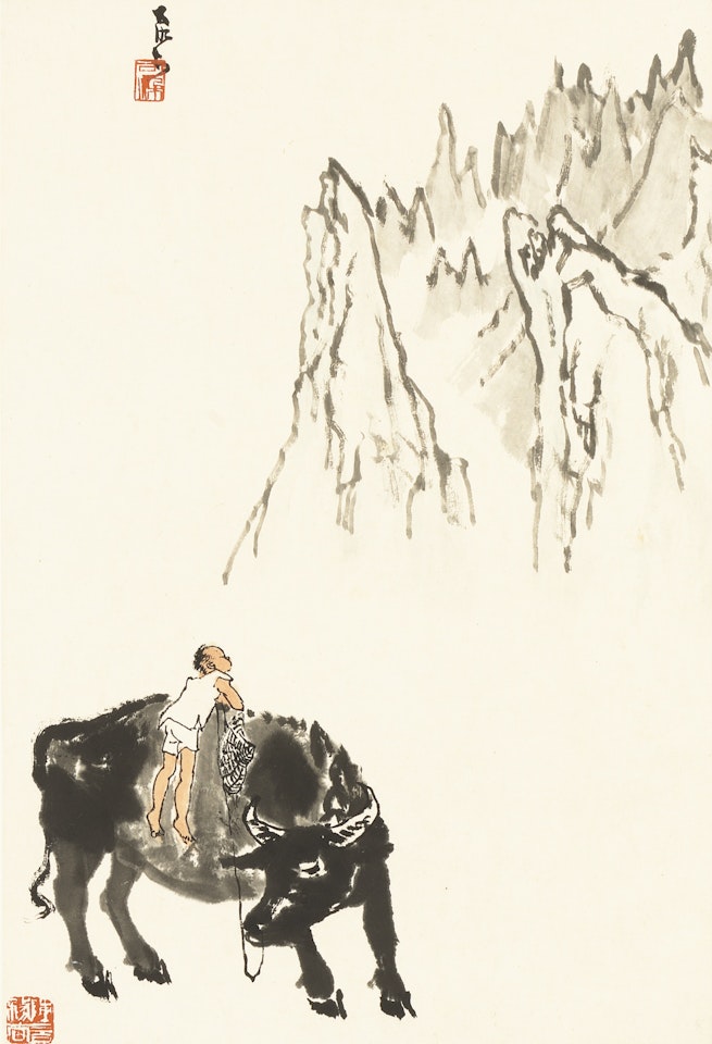 HERDBOY GAZING DISTANT MOUNTAIN by Li Keran
