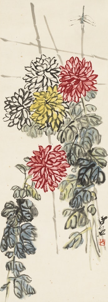 CHRYSANTHEMUMS AND DRAGONFLY by Qi Baishi