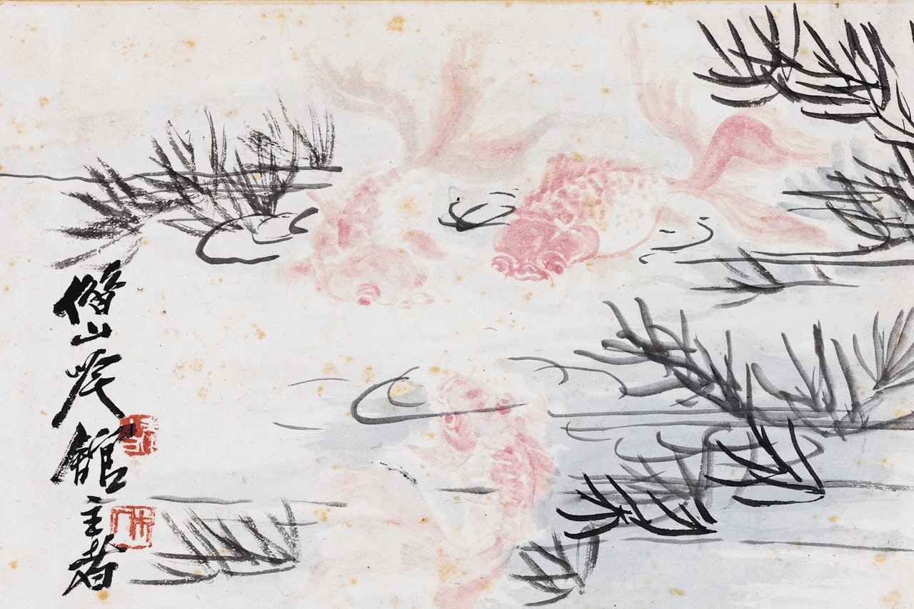 RED GOLDFISH by Qi Baishi
