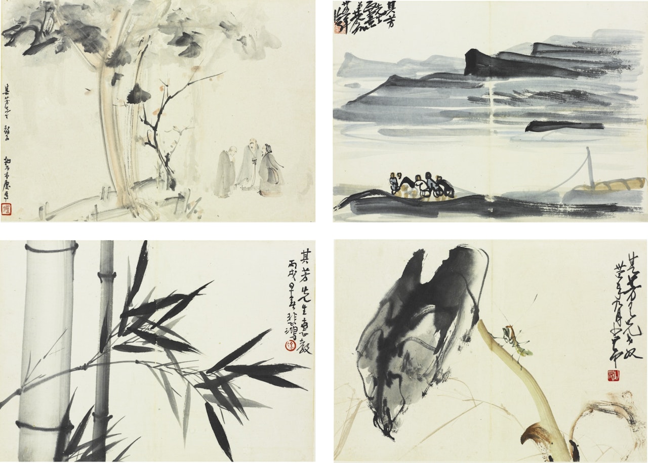 PAINTINGS AND CALLIGRAPHY DEDICATED TO DR. JI QIFANG by Lin Fengmian