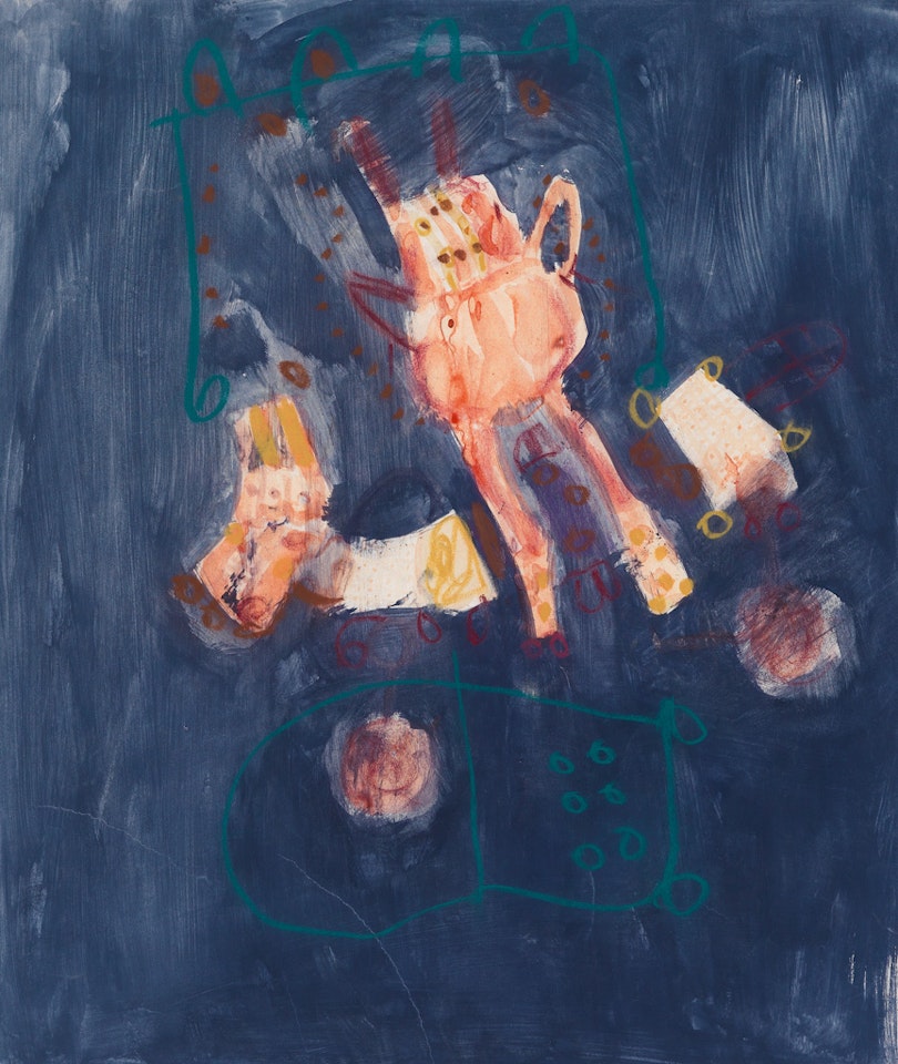 Blue Composition; Blue Figures; Fuschia figures by Francisco Toledo
