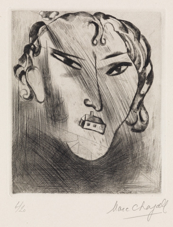 Autoportrait Bouche Maison by Marc Chagall