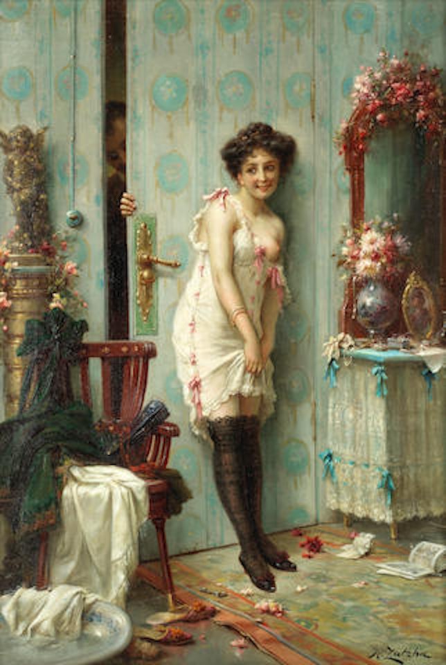 The amorous visitor by Hans Zatzka