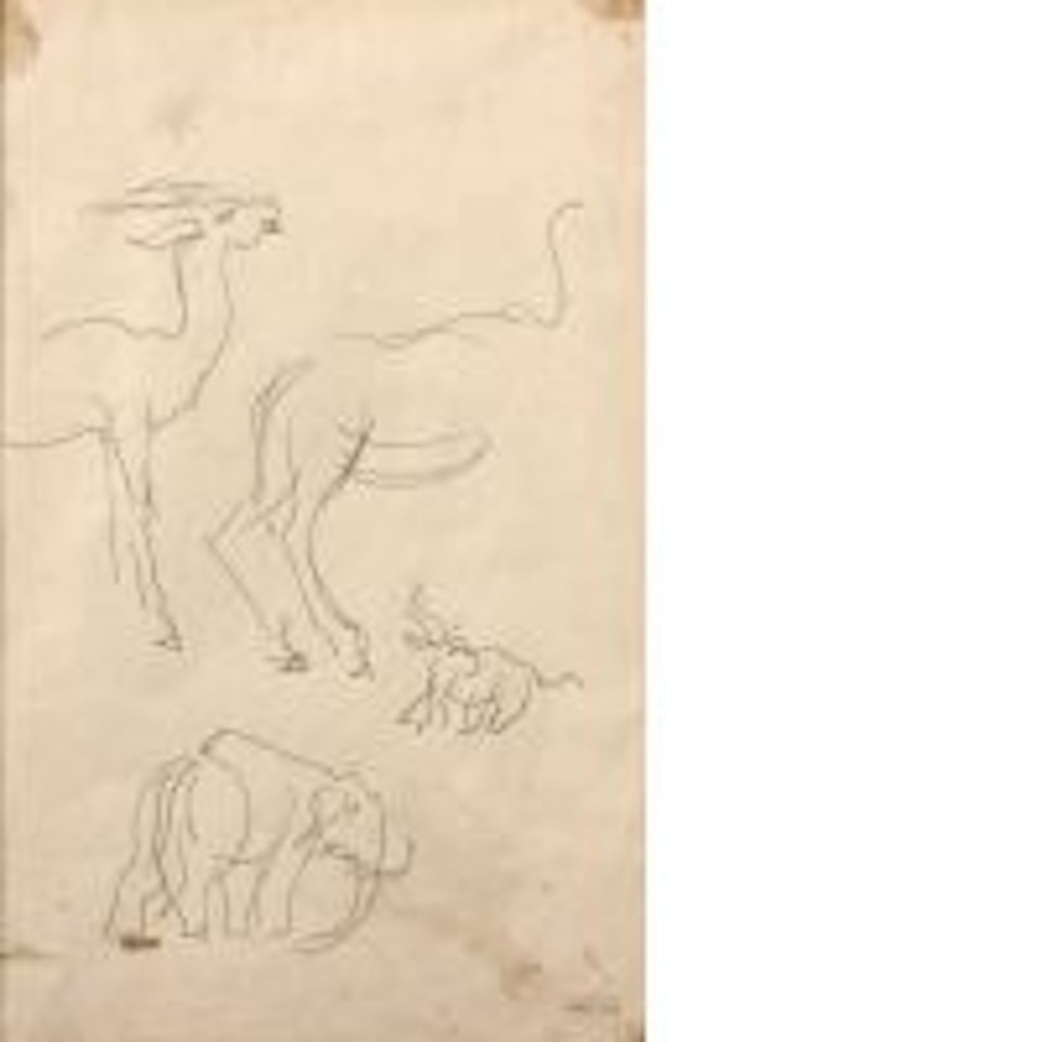 Animal studies, elephants and gazelles by Raoul Dufy