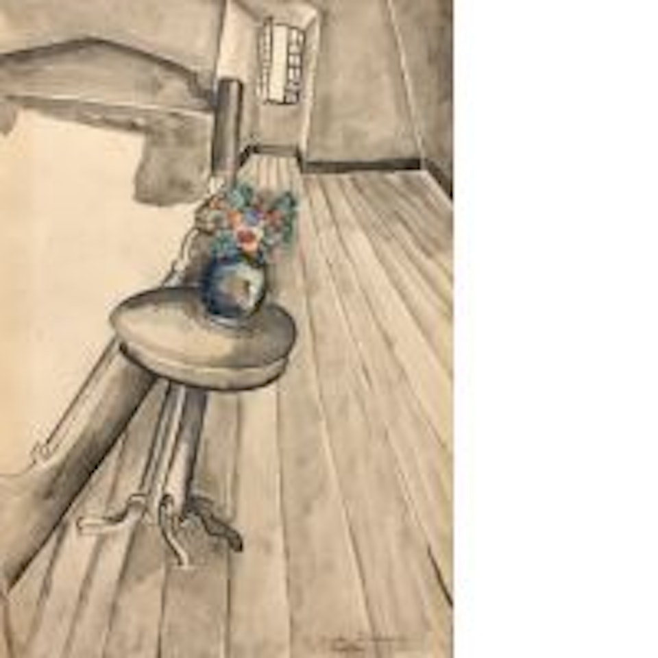 Interior pedestal and bouquet of flowers by Ossip Zadkine