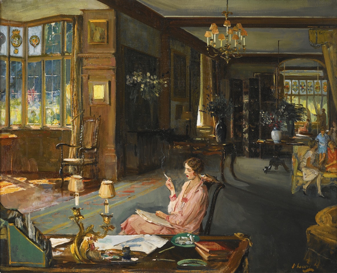 MARY BORDEN AND HER FAMILY AT BISHAM ABBEY by Sir John Lavery