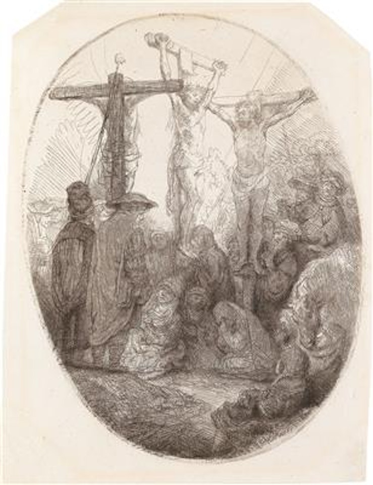 Christ crucified between the two thieves by Attributed to Rembrandt Harmensz van Rijn