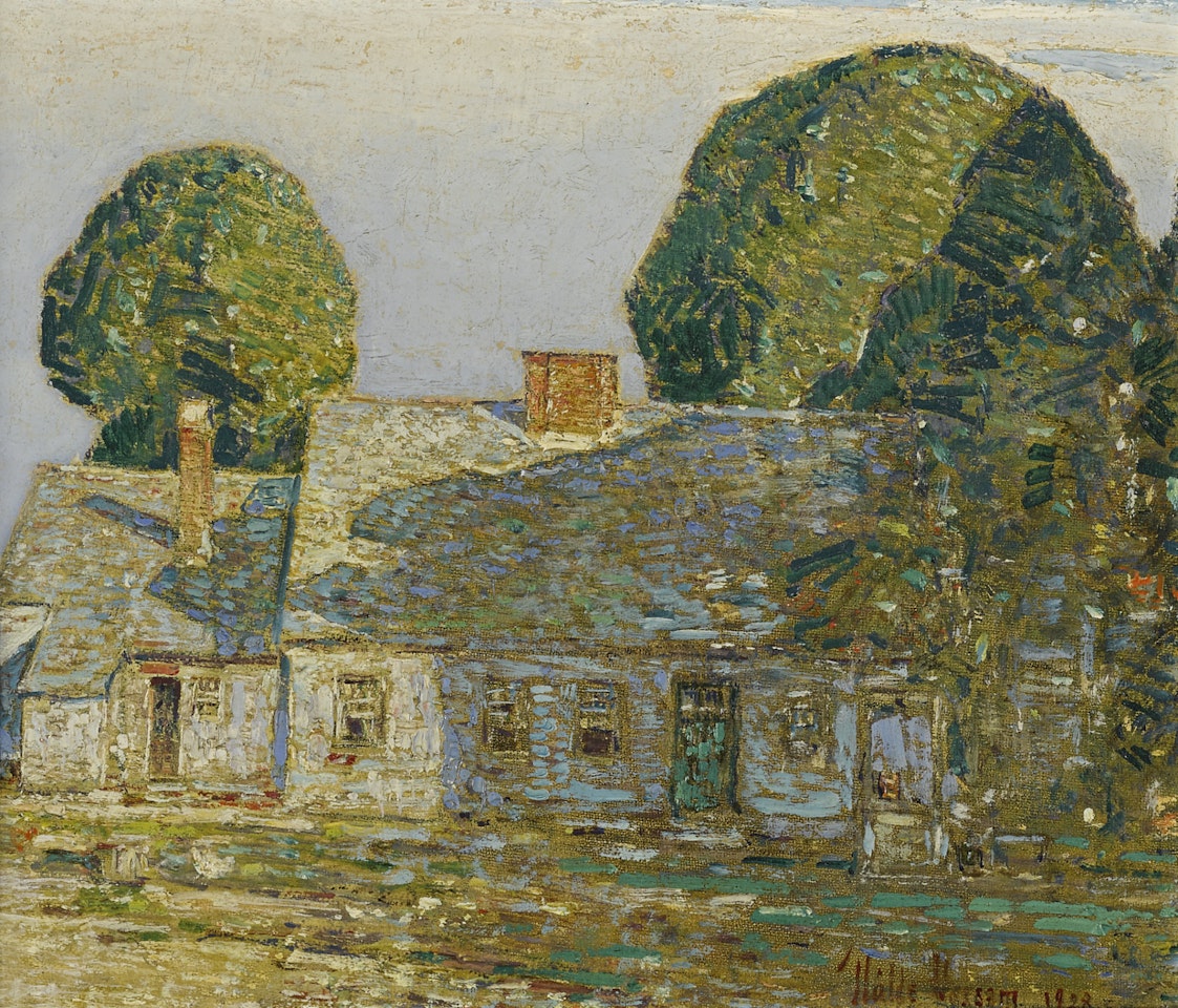 EVENING SHADOWS, THE OLD FARMHOUSE, EASTHAMPTON, L.I. by Childe Hassam