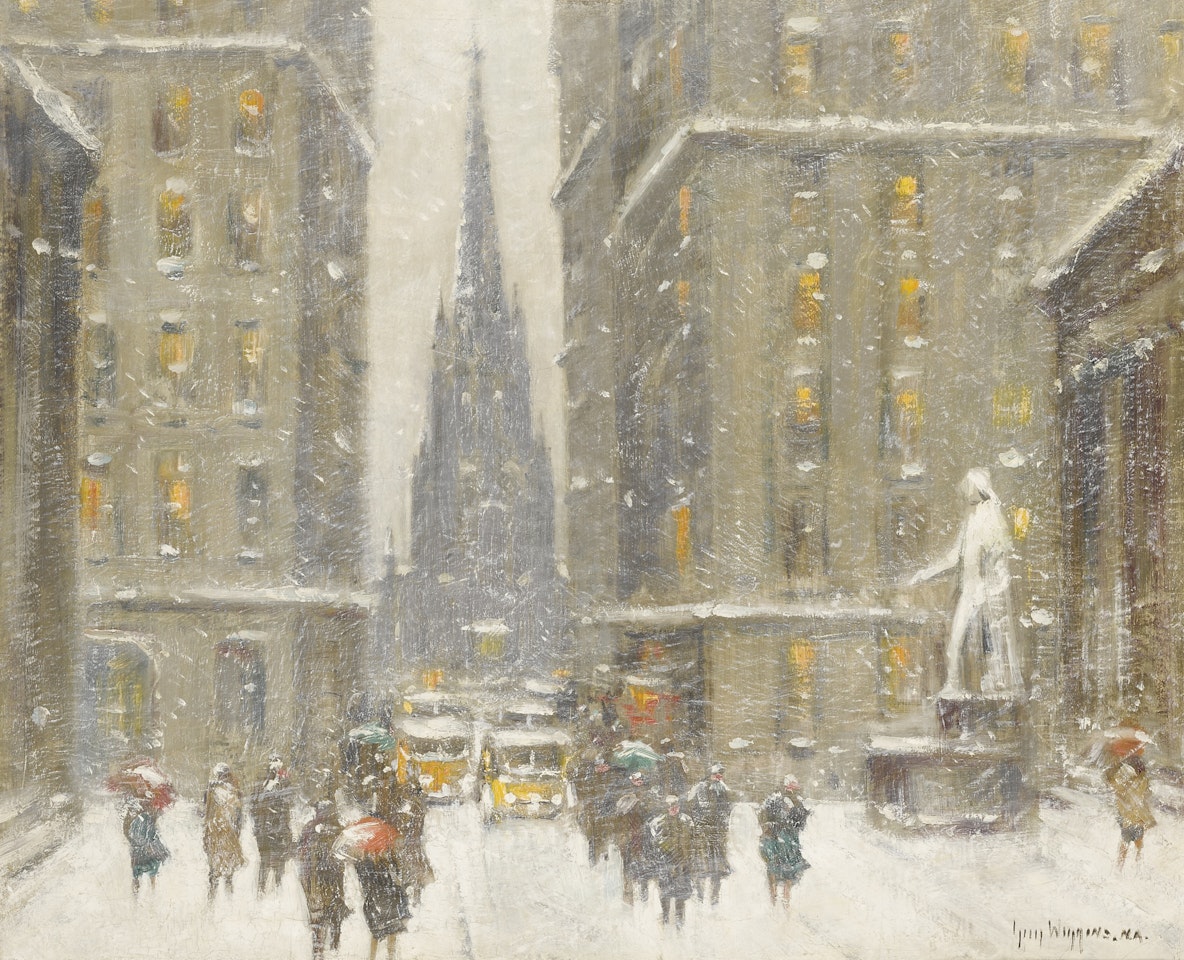 WALL ST IN WINTER by Guy Carleton Wiggins
