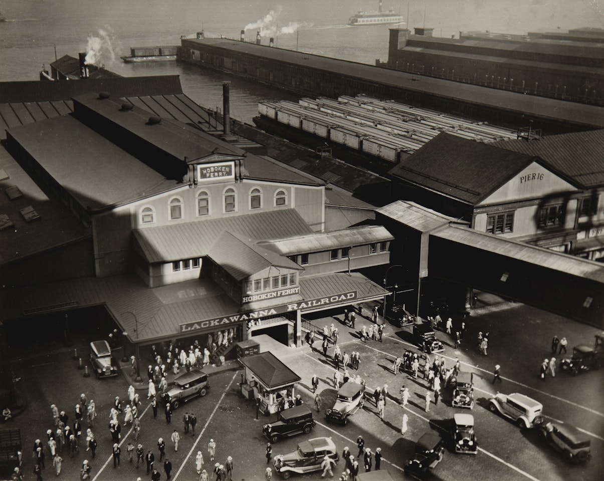 BARCLAY STREET, HOBOKEN FERRY by Berenice Abbott
