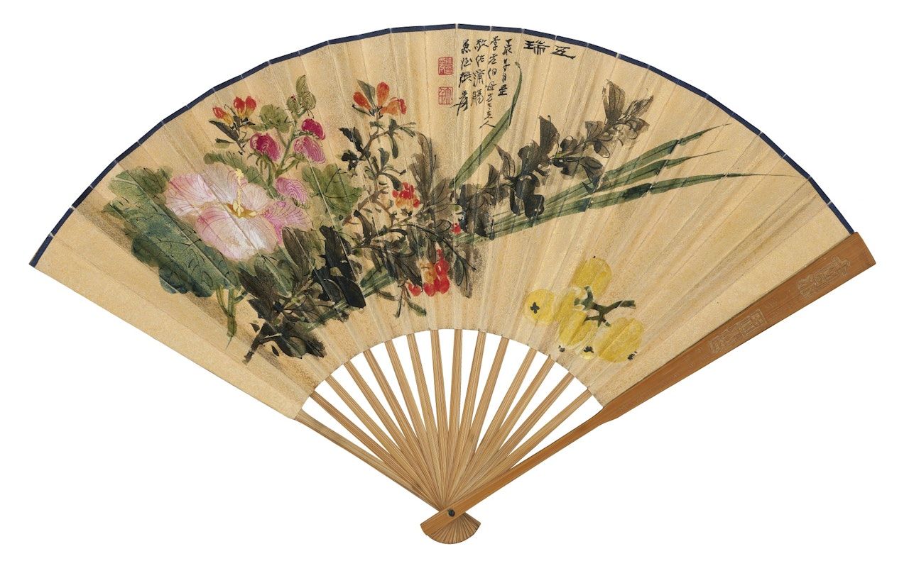 SUMMER FRUITS AND BLOSSOMS; CALLIGRAPHY by Zhang Daqian