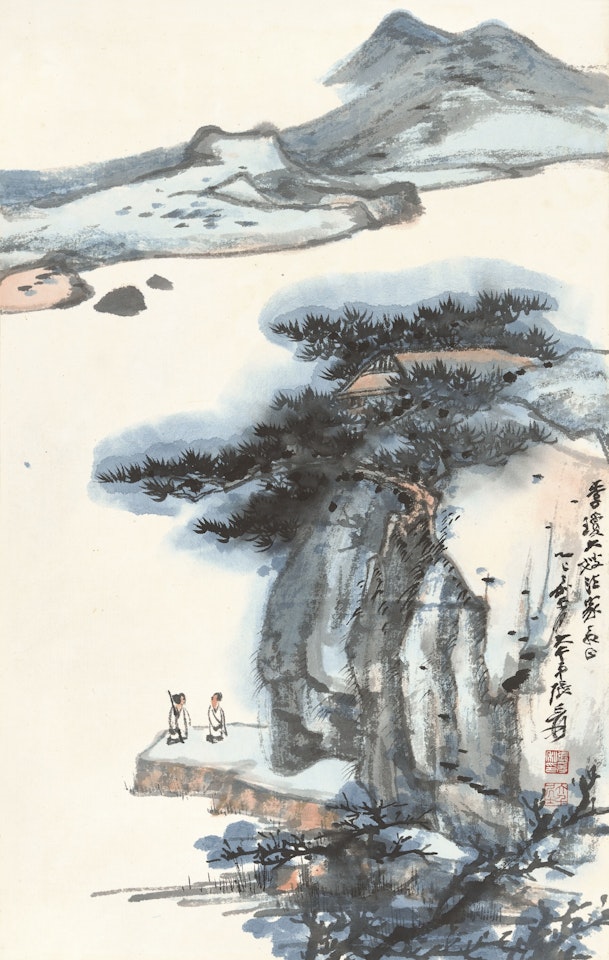 LEISURELY ENCOUNTER BY THE SHORE by Zhang Daqian