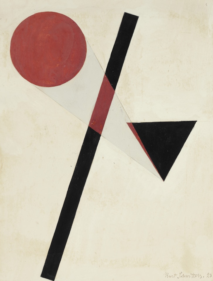 OHNE TITEL (KONSTRUKTION MIT ROTEM KREIS UND SCHWARZEM DREIECK) (UNTITLED (CONSTRUCTION WITH RED CIRCLE AND BLACK TRIANGLE)) by Kurt Schwitters