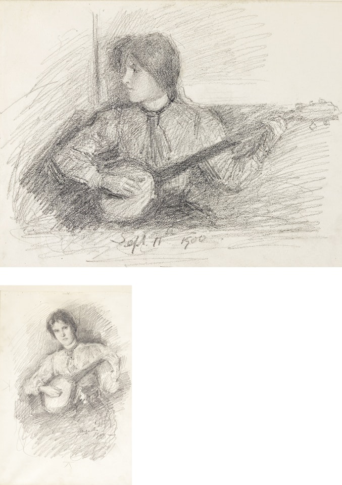 SKETCHES OF A GIRL PLAYING A MANDOLIN by John Butler Yeats