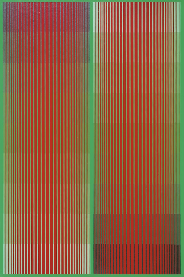 GREENING RED DUO (A.K.A. DUAL REDS II) by Richard Anuszkiewicz