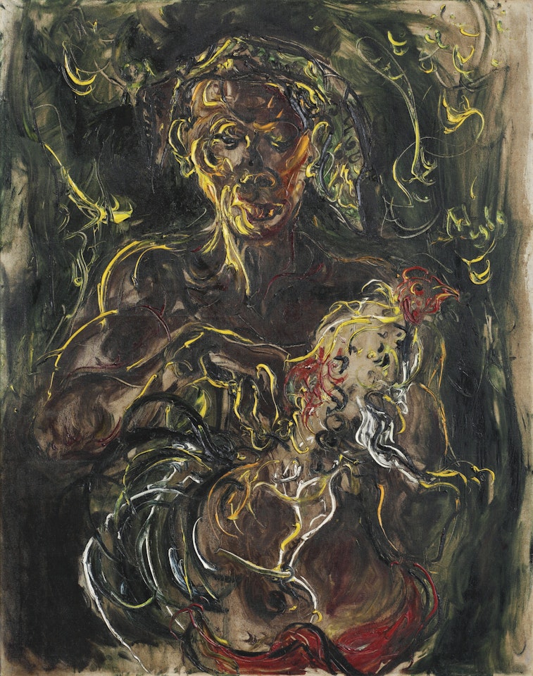 MAN WITH COCKEREL  by Affandi