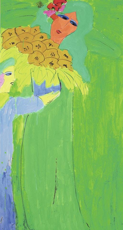 WOMAN WITH BOUQUET by Walasse Ting
