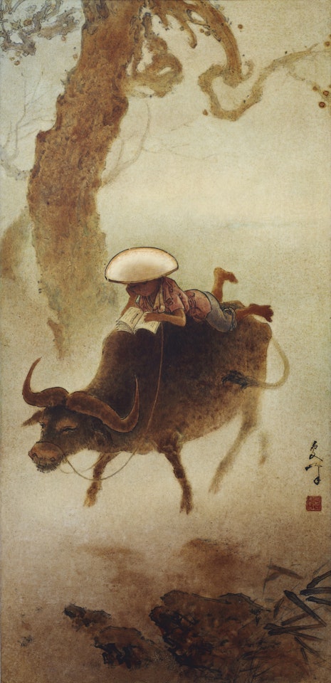 READING WHILE RIDING  by Lee Man Fong